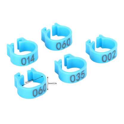 001‑100 Numbered Bird Leg Bands 8mm Poultry Identify Rings Accessory for Birds PigeonsBlue