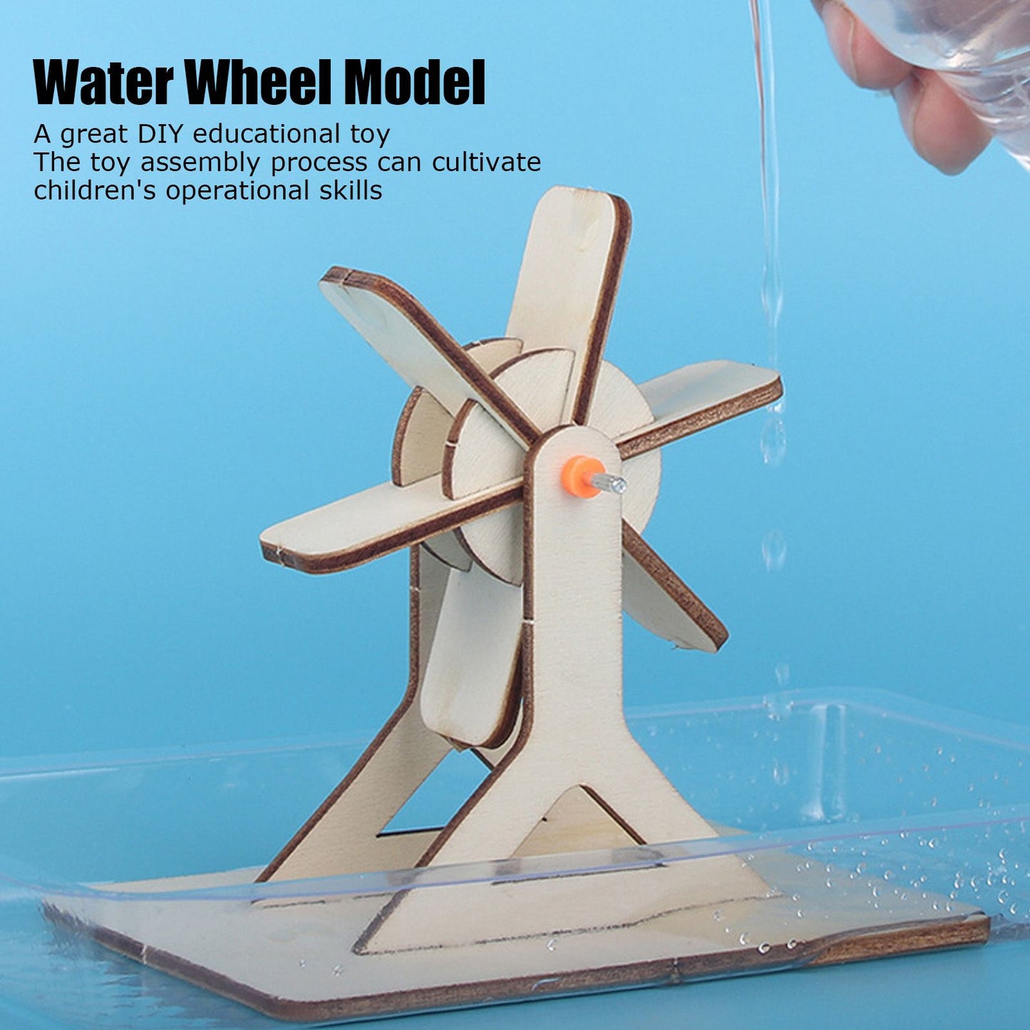 4 Sets Wooden Water Wheel Toys DIY Children Technology DIY Assembly Puzzle Model