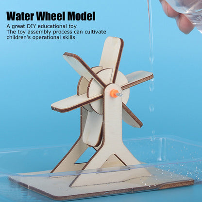 4 Sets Wooden Water Wheel Toys DIY Children Technology DIY Assembly Puzzle Model
