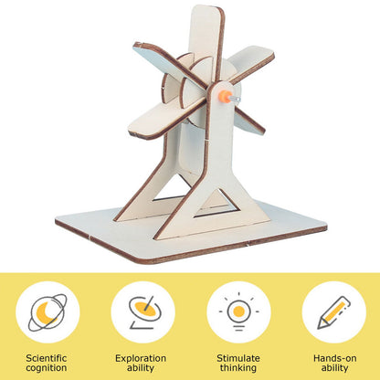 4 Sets Wooden Water Wheel Toys DIY Children Technology DIY Assembly Puzzle Model