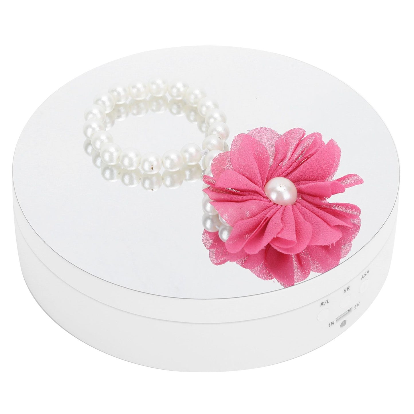 3 Speeds Electric Rotating Display Stand 360 Degree Turntable Jewelry Holder USB ChargingWhite