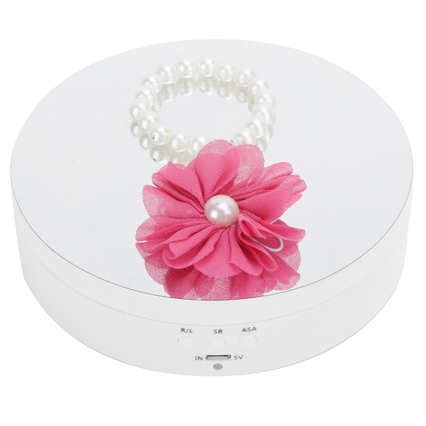 3 Speeds Electric Rotating Display Stand 360 Degree Turntable Jewelry Holder USB ChargingWhite