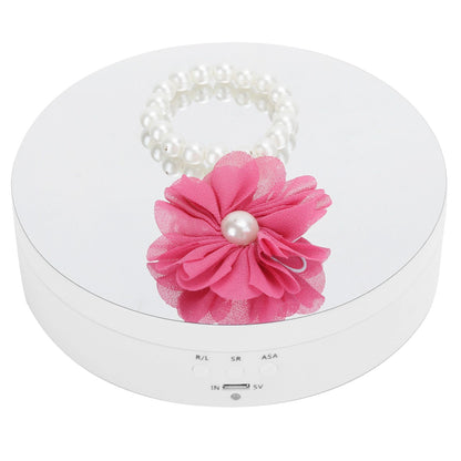 3 Speeds Electric Rotating Display Stand 360 Degree Turntable Jewelry Holder USB ChargingWhite