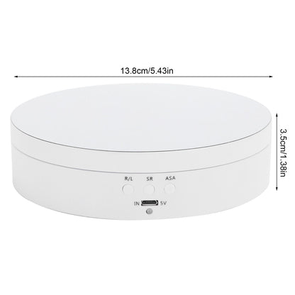 3 Speeds Electric Rotating Display Stand 360 Degree Turntable Jewelry Holder USB ChargingWhite