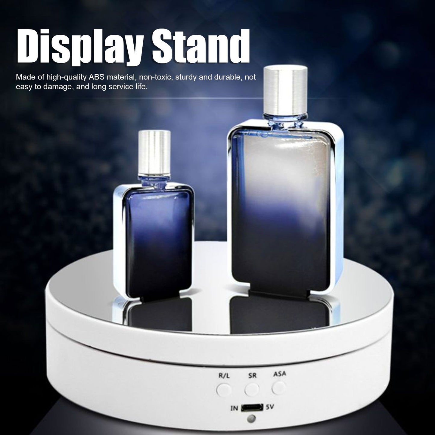 3 Speeds Electric Rotating Display Stand 360 Degree Turntable Jewelry Holder USB ChargingWhite