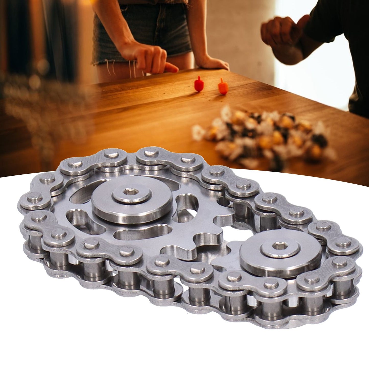 Gyroscope Sprockets Chains Flywheel Stress Relief Decompression Toys for Kids AdultsStainless Steel