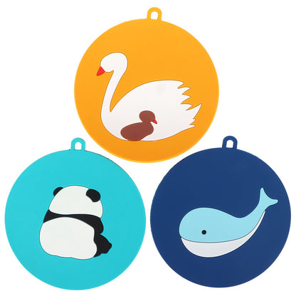 5PCS Silicone Placemat Cute Cartoon Animals Coaster Heat Resistant Table Mats for Home Kitchen