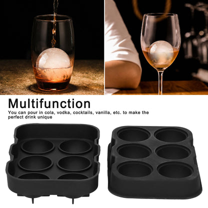 6 Cavity DIY Ice Cubes Mold Ice Ball Maker Mould Tray for Bar Party Cocktail Use Black