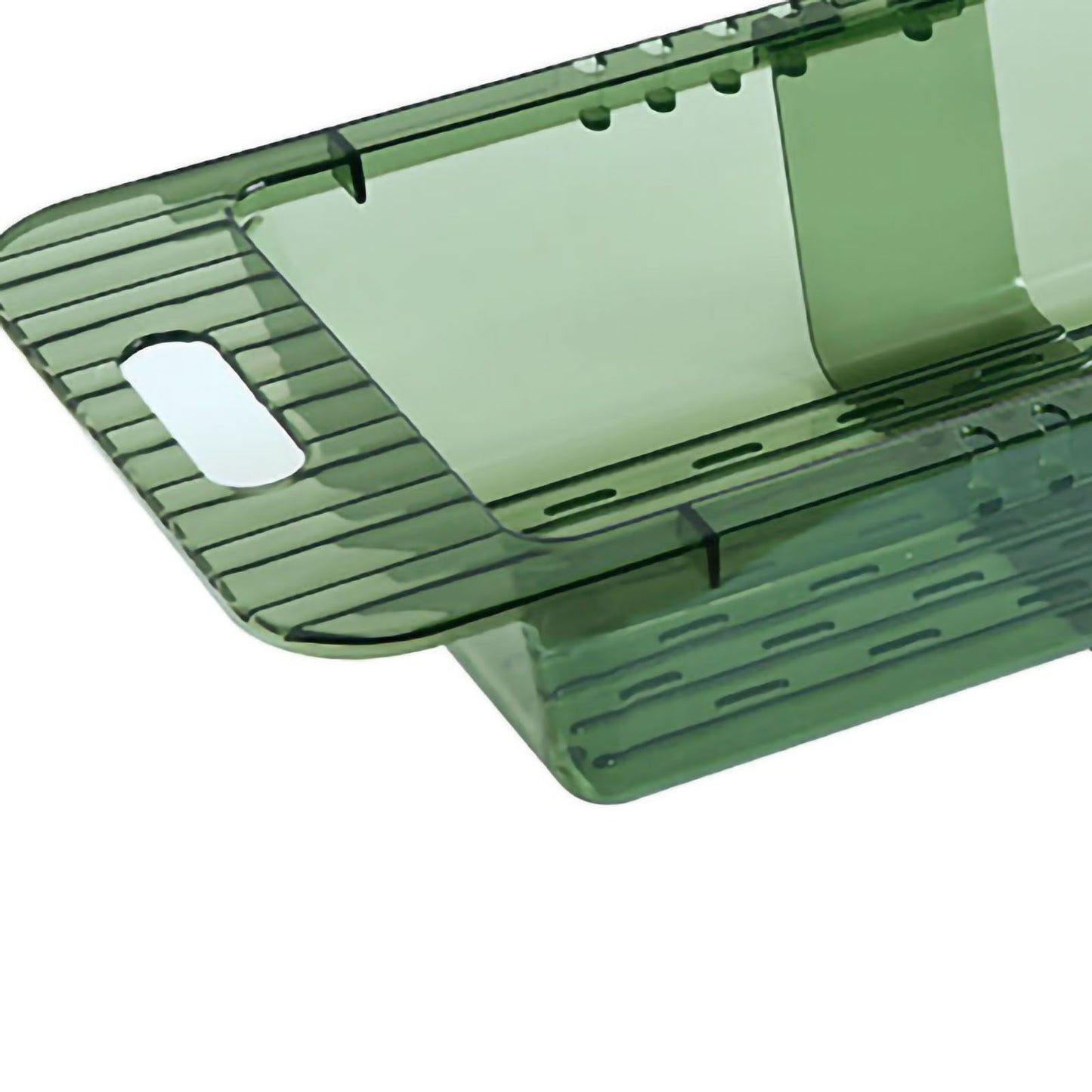 Over The Sink Strainer Retractable Design Transparent Fast Draining Durable PET Sink Colander Transparent Green Strainer with Retractable Design