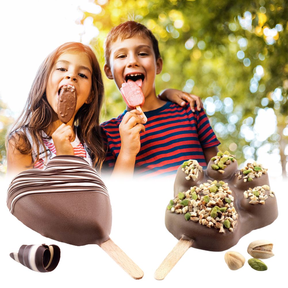 4 Cavities Ice Cream Mold Silicone Popsicle Mold Homemade Heart Shaped Paw Ice Cream Mold for DIY Popsicle Cake Jelly
