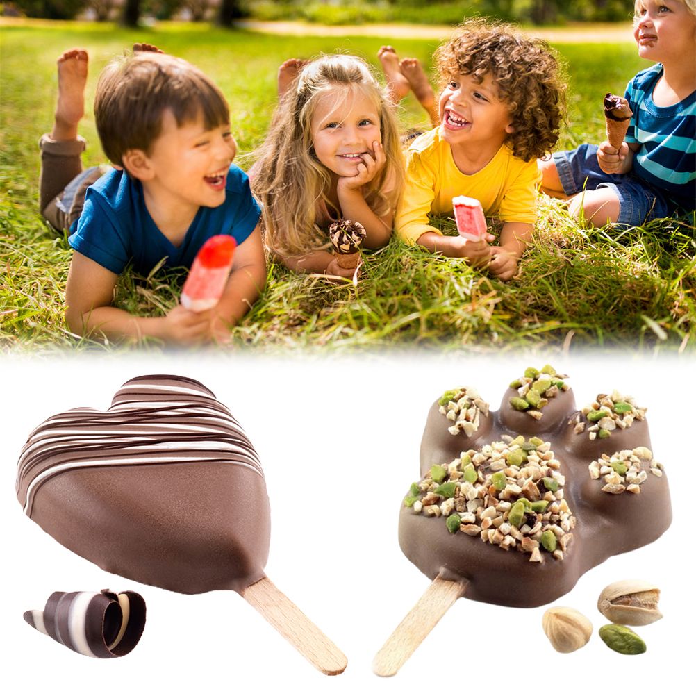 4 Cavities Ice Cream Mold Silicone Popsicle Mold Homemade Heart Shaped Paw Ice Cream Mold for DIY Popsicle Cake Jelly