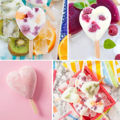 4 Cavities Ice Cream Mold Silicone Popsicle Mold Homemade Heart Shaped Paw Ice Cream Mold for DIY Popsicle Cake Jelly