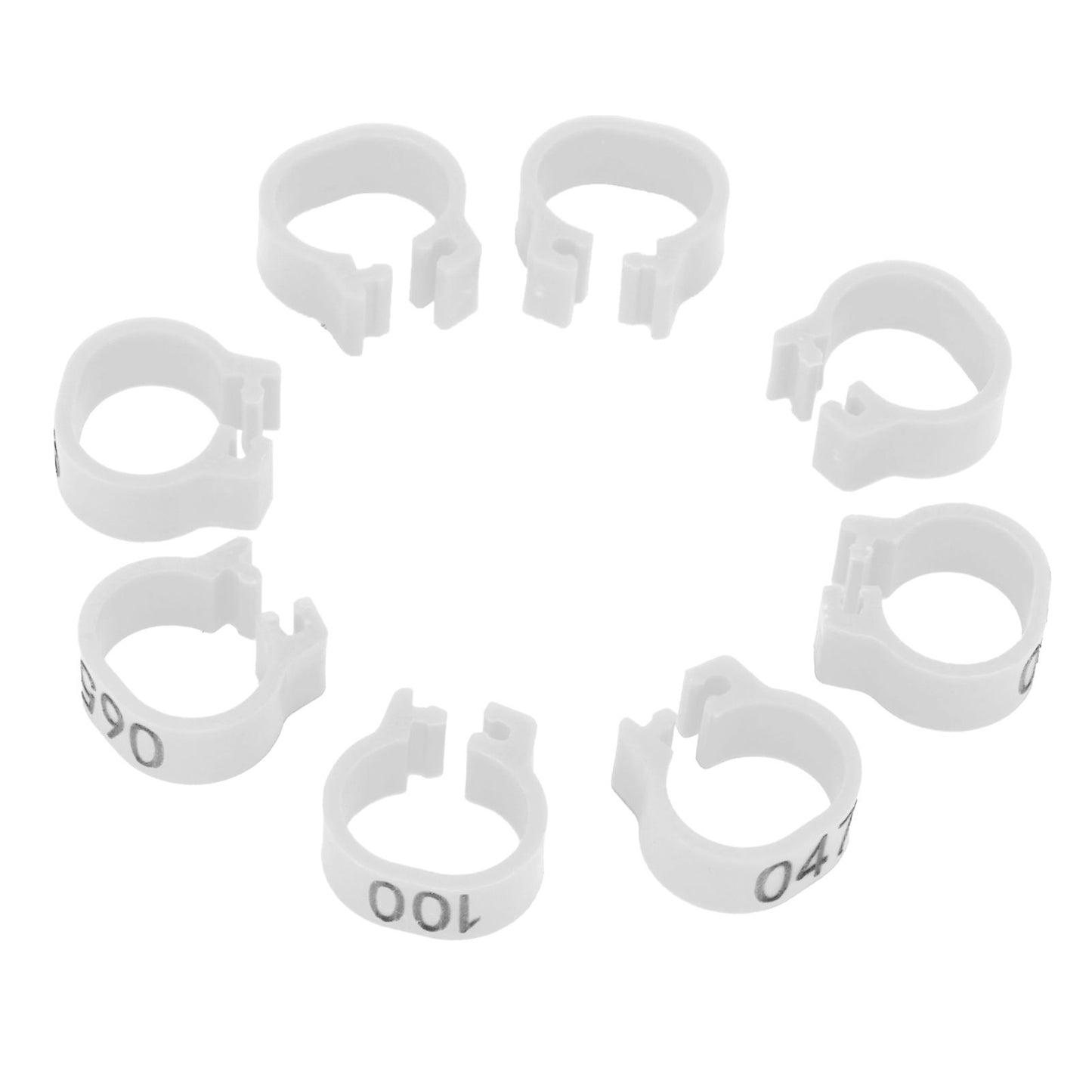 001-100 Numbered Bird Foot Ring Reusable Pigeons Identify Clip Poultry AccessoryWhite