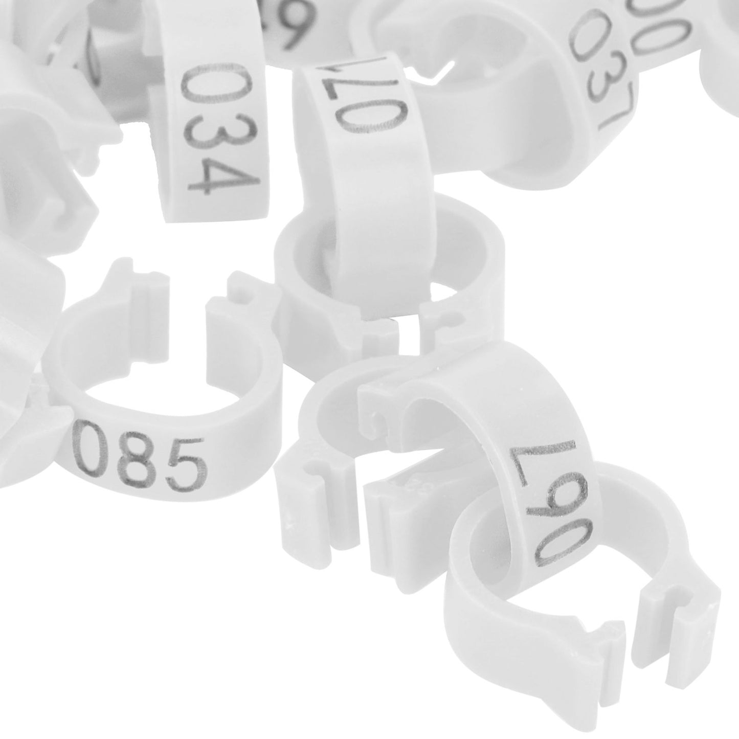 001-100 Numbered Bird Foot Ring Reusable Pigeons Identify Clip Poultry AccessoryWhite