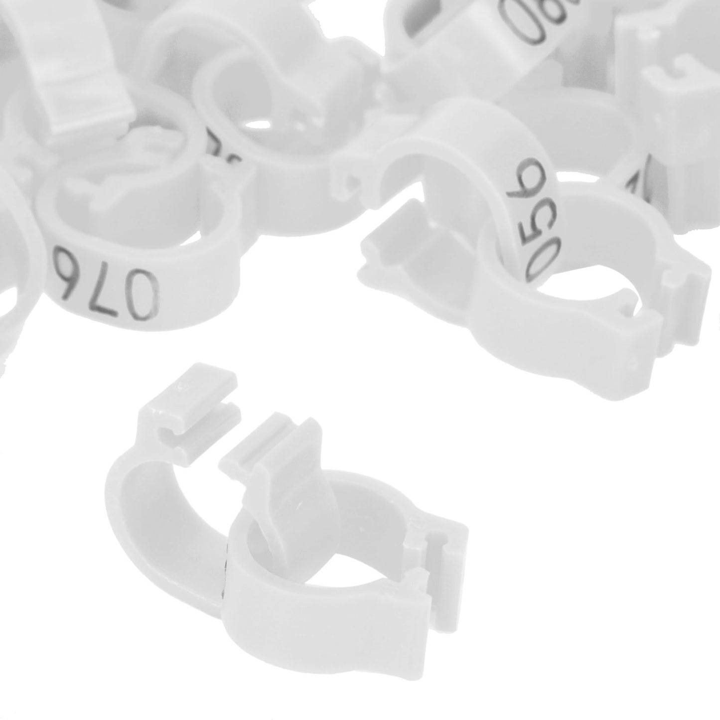001-100 Numbered Bird Foot Ring Reusable Pigeons Identify Clip Poultry AccessoryWhite