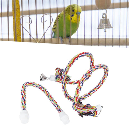 2Pcs Bird Stand Rope with Bell Colorful Hanging Cotton Rope Parrots Climbing Bar Toys