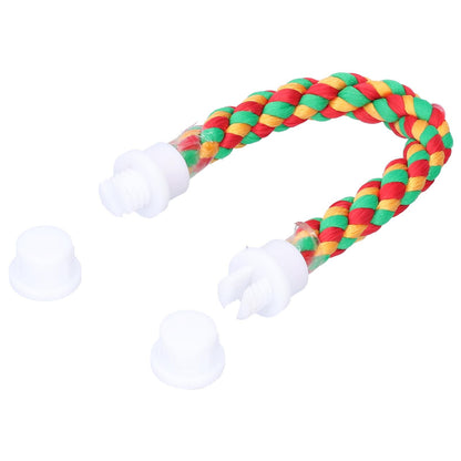 Bird Parrots Stand Colorful U Shape Cotton Rope Standing Climbing Bar Chewing Toy
