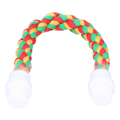 Bird Parrots Stand Colorful U Shape Cotton Rope Standing Climbing Bar Chewing Toy