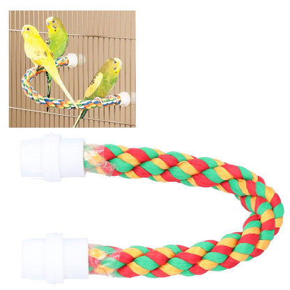 Bird Parrots Stand Colorful U Shape Cotton Rope Standing Climbing Bar Chewing Toy