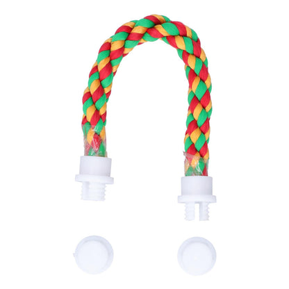 Bird Parrots Stand Colorful U Shape Cotton Rope Standing Climbing Bar Chewing Toy