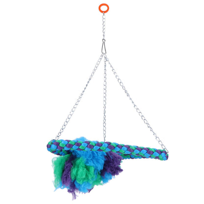 Bird Parrots Swing Ladder Stand Cotton Rope Birdcage Hanging Chewing Biting Toys