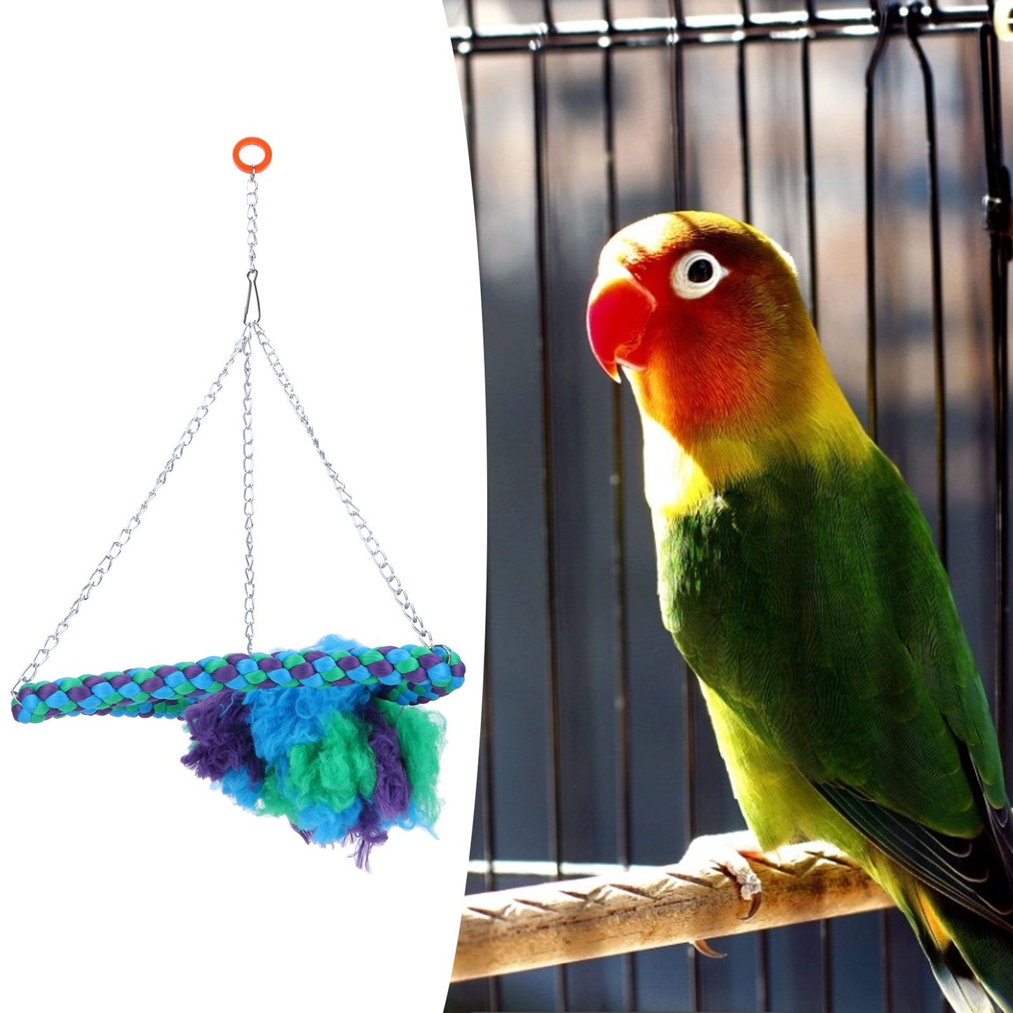 Bird Parrots Swing Ladder Stand Cotton Rope Birdcage Hanging Chewing Biting Toys