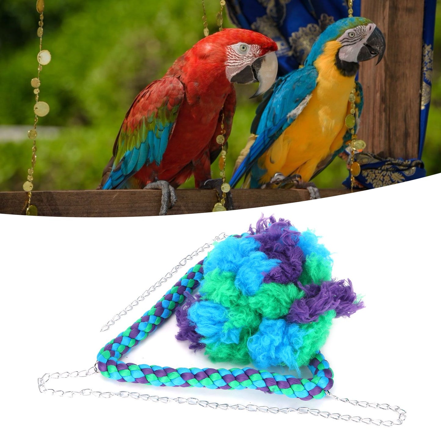Bird Parrots Swing Ladder Stand Cotton Rope Birdcage Hanging Chewing Biting Toys