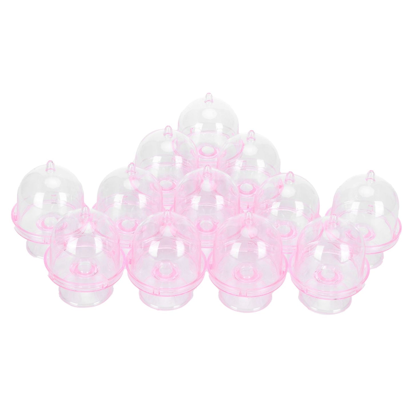 12 Set Mini Candy Box Cake Stand Cupcake Candy Display Plate with Lid Party SuppliesPink