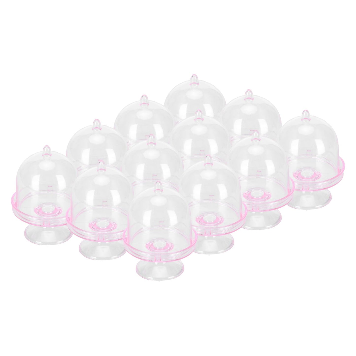 12 Set Mini Candy Box Cake Stand Cupcake Candy Display Plate with Lid Party SuppliesPink