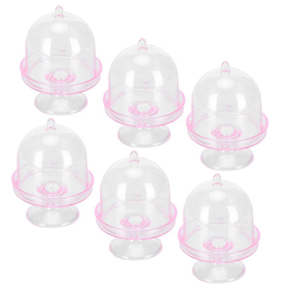 12 Set Mini Candy Box Cake Stand Cupcake Candy Display Plate with Lid Party SuppliesPink