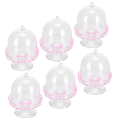 12 Set Mini Candy Box Cake Stand Cupcake Candy Display Plate with Lid Party SuppliesPink
