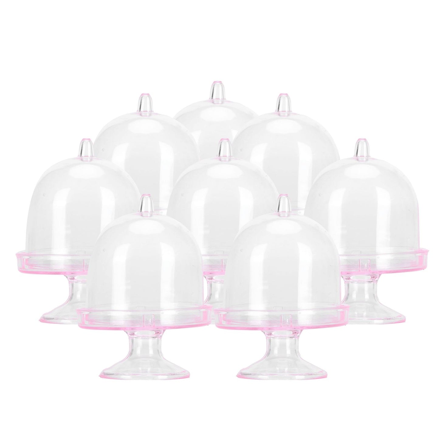 12 Set Mini Candy Box Cake Stand Cupcake Candy Display Plate with Lid Party SuppliesPink