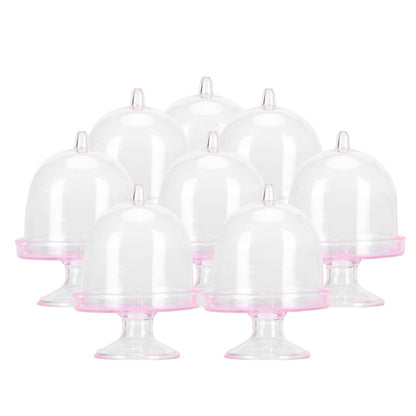 12 Set Mini Candy Box Cake Stand Cupcake Candy Display Plate with Lid Party SuppliesPink