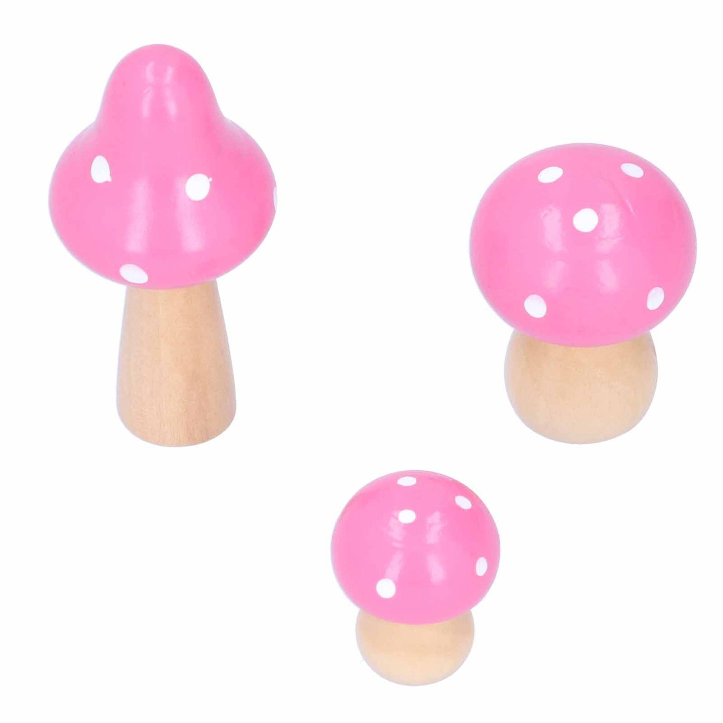 3Pcs/Set Mushroom Crafts Innovative Cute Wooden Ornaments Home Office Desktop DecorationPink