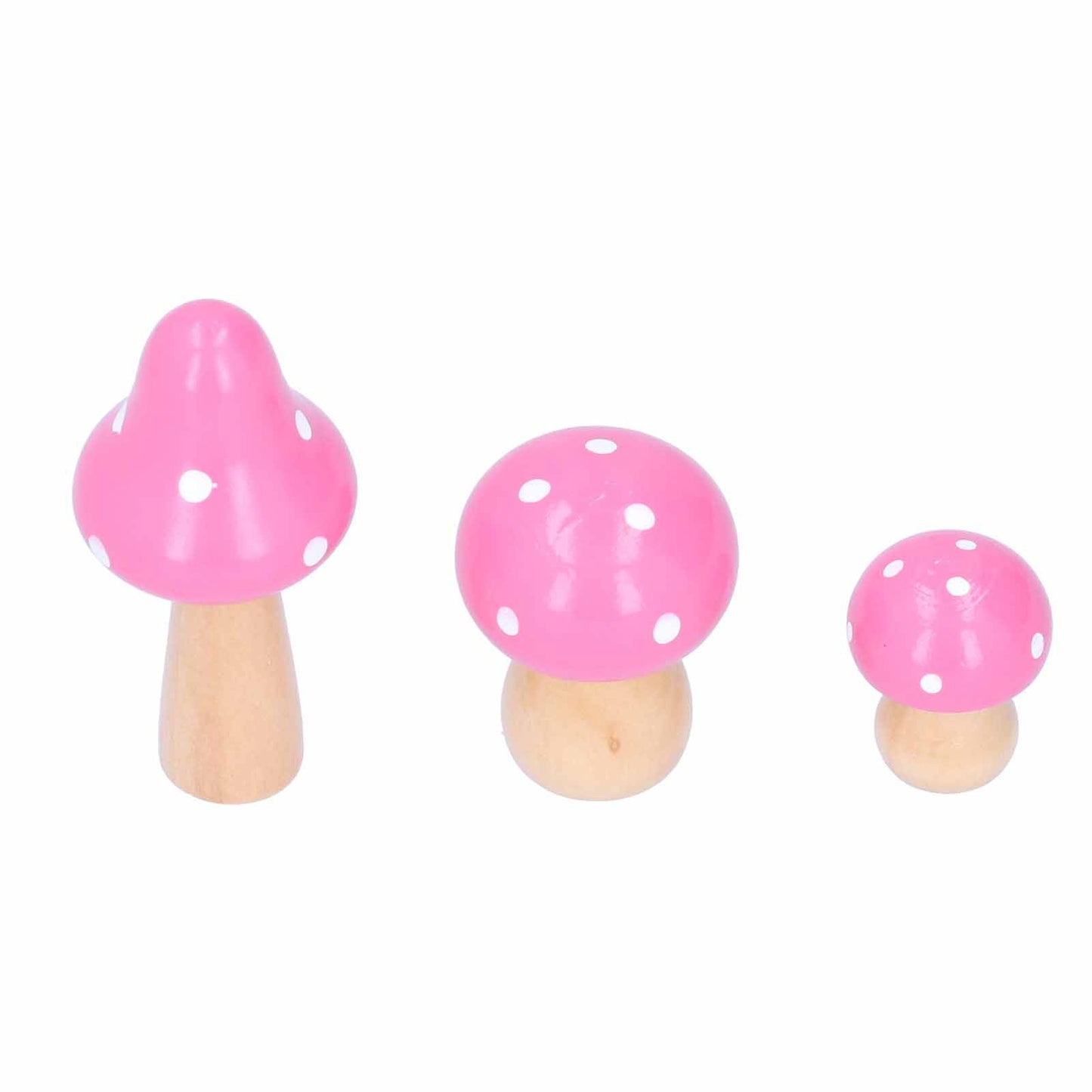 3Pcs/Set Mushroom Crafts Innovative Cute Wooden Ornaments Home Office Desktop DecorationPink