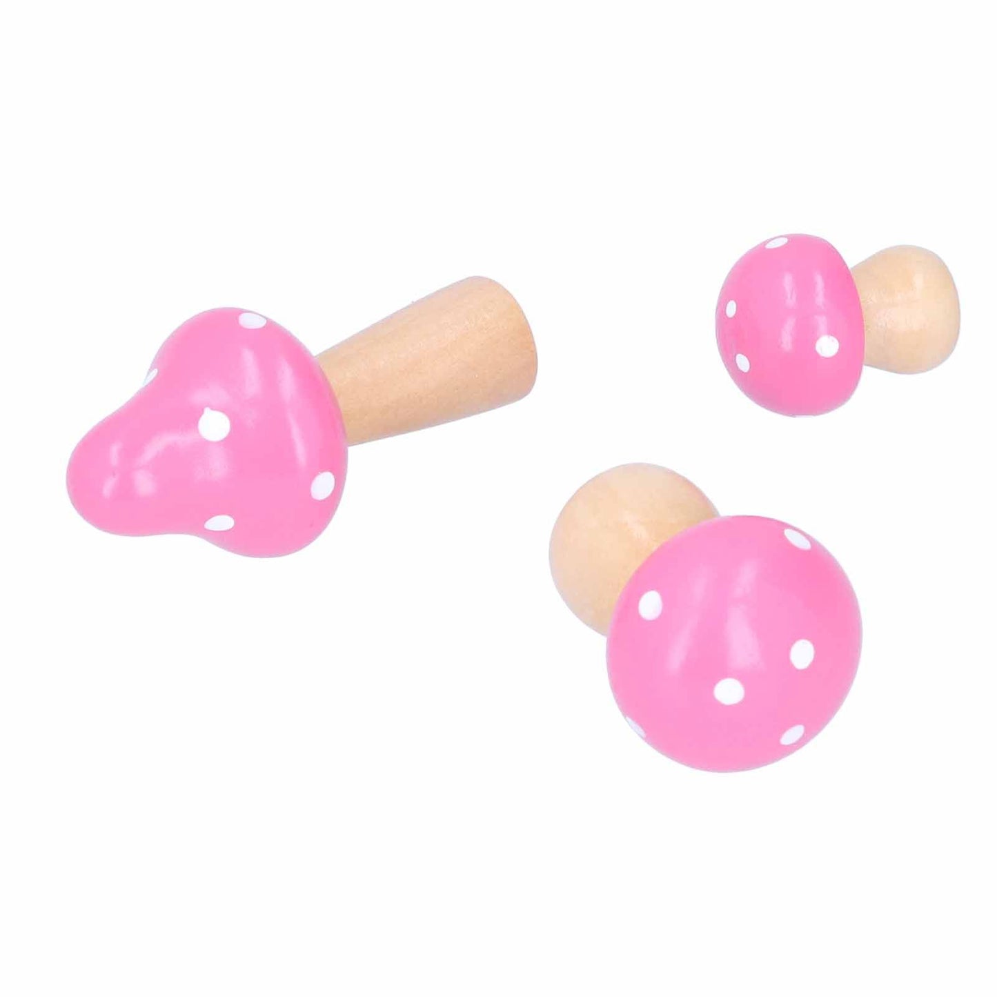 3Pcs/Set Mushroom Crafts Innovative Cute Wooden Ornaments Home Office Desktop DecorationPink