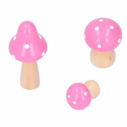 3Pcs/Set Mushroom Crafts Innovative Cute Wooden Ornaments Home Office Desktop DecorationPink