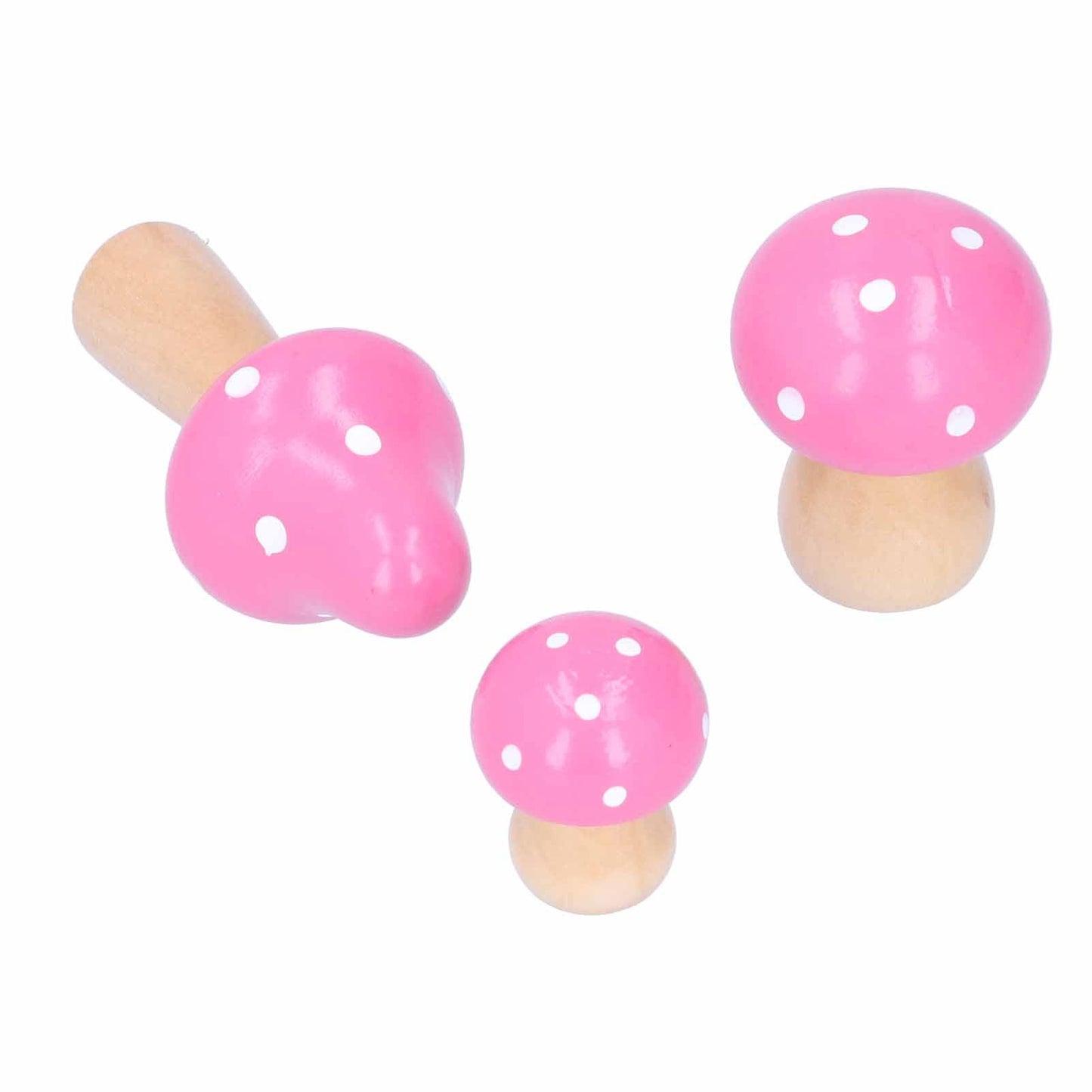 3Pcs/Set Mushroom Crafts Innovative Cute Wooden Ornaments Home Office Desktop DecorationPink