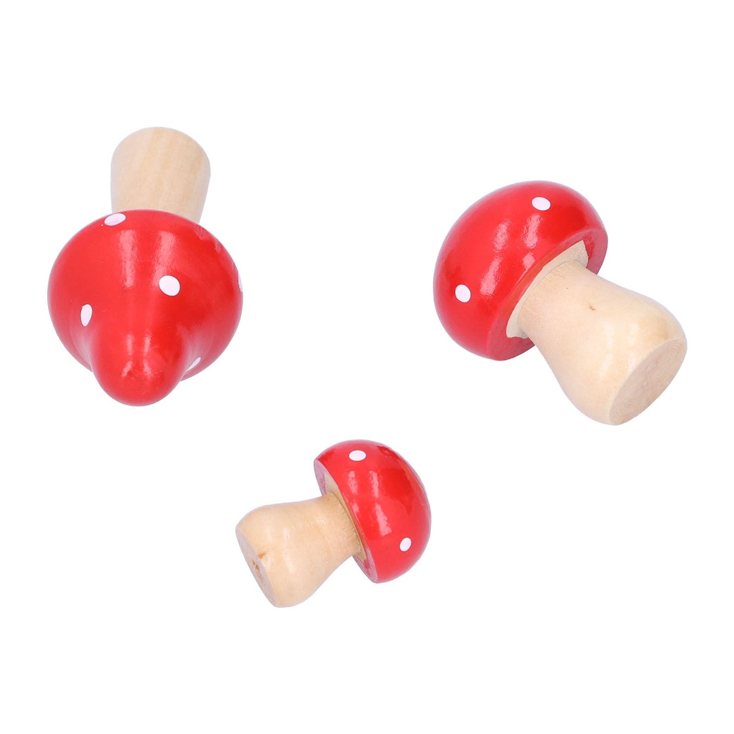3Pcs/Set Mushroom Crafts Innovative Cute Wooden Ornaments Home Office Desktop DecorationRed