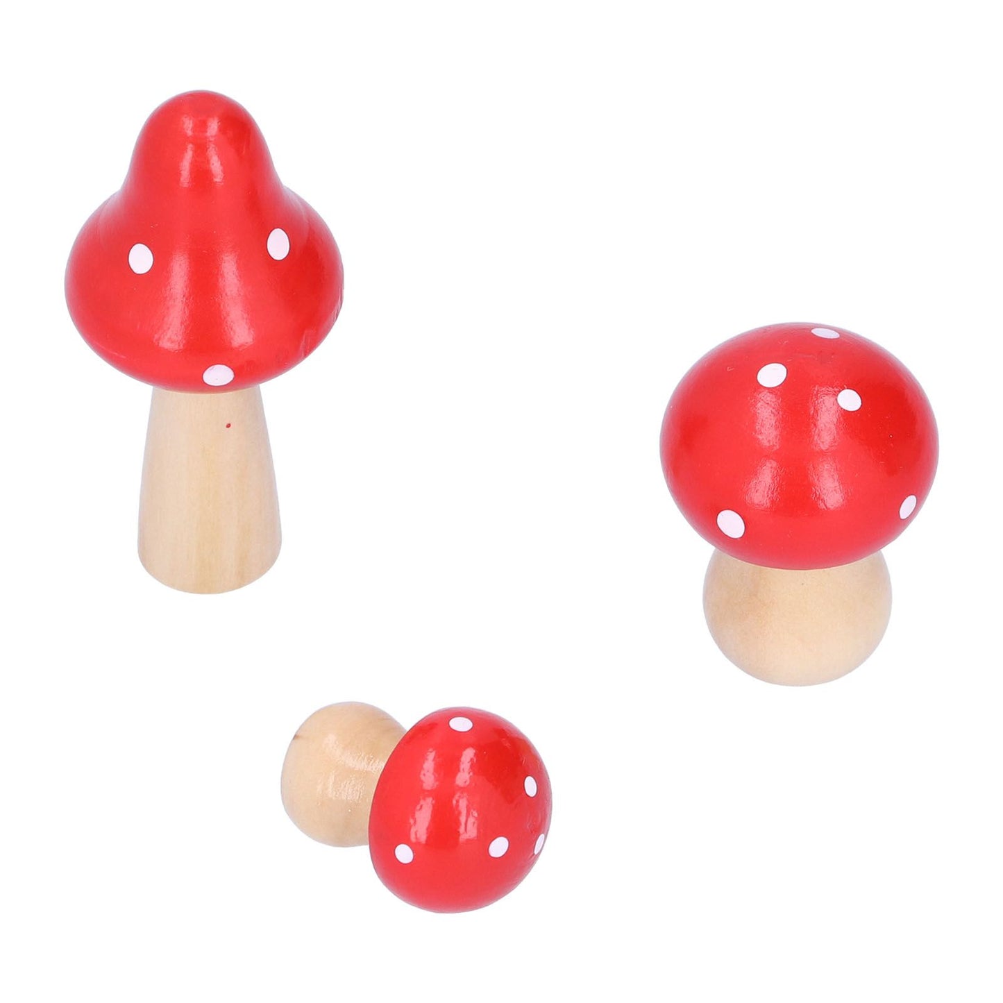 3Pcs/Set Mushroom Crafts Innovative Cute Wooden Ornaments Home Office Desktop DecorationRed