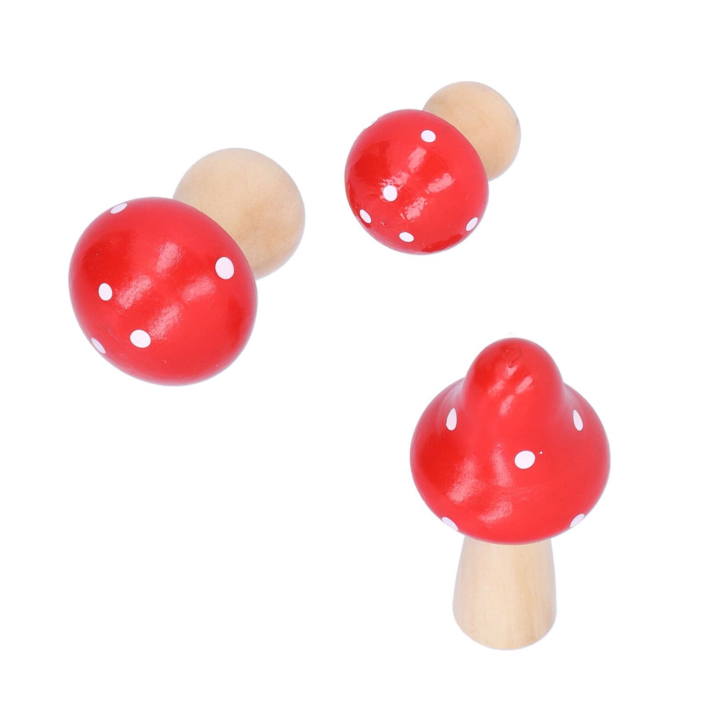 3Pcs/Set Mushroom Crafts Innovative Cute Wooden Ornaments Home Office Desktop DecorationRed
