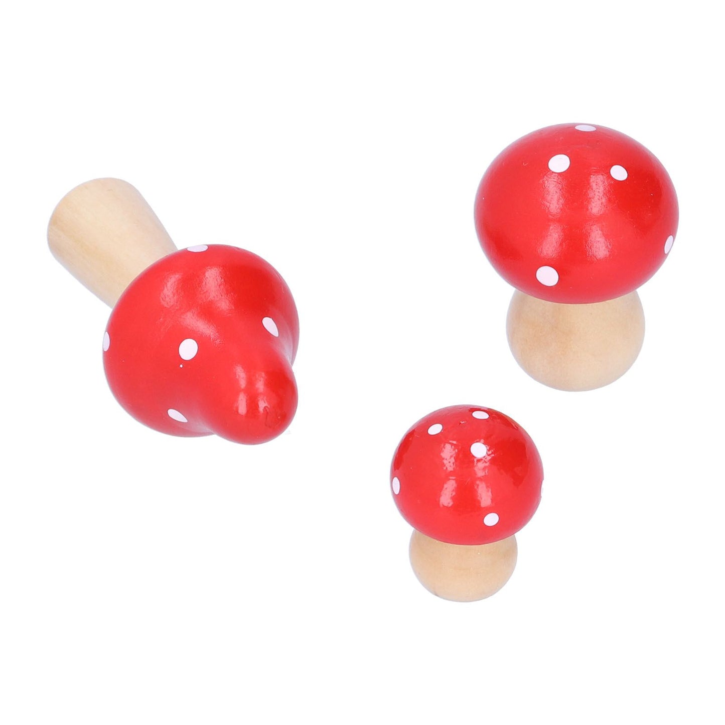 3Pcs/Set Mushroom Crafts Innovative Cute Wooden Ornaments Home Office Desktop DecorationRed