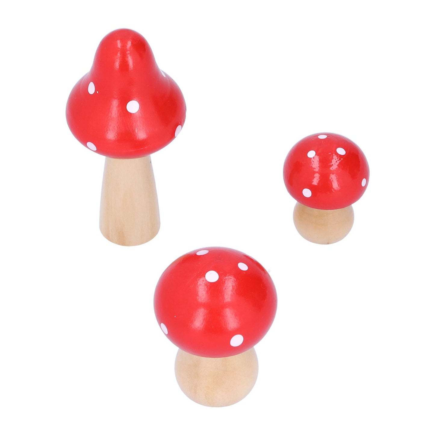 3Pcs/Set Mushroom Crafts Innovative Cute Wooden Ornaments Home Office Desktop DecorationRed