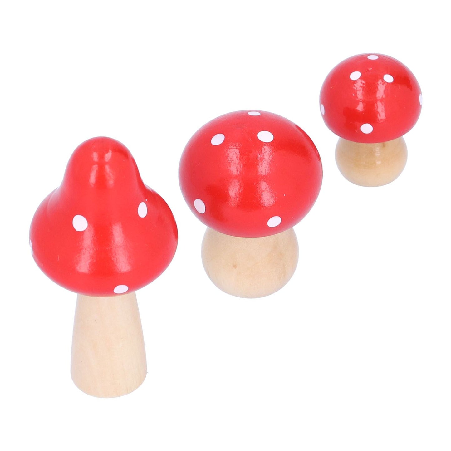 3Pcs/Set Mushroom Crafts Innovative Cute Wooden Ornaments Home Office Desktop DecorationRed