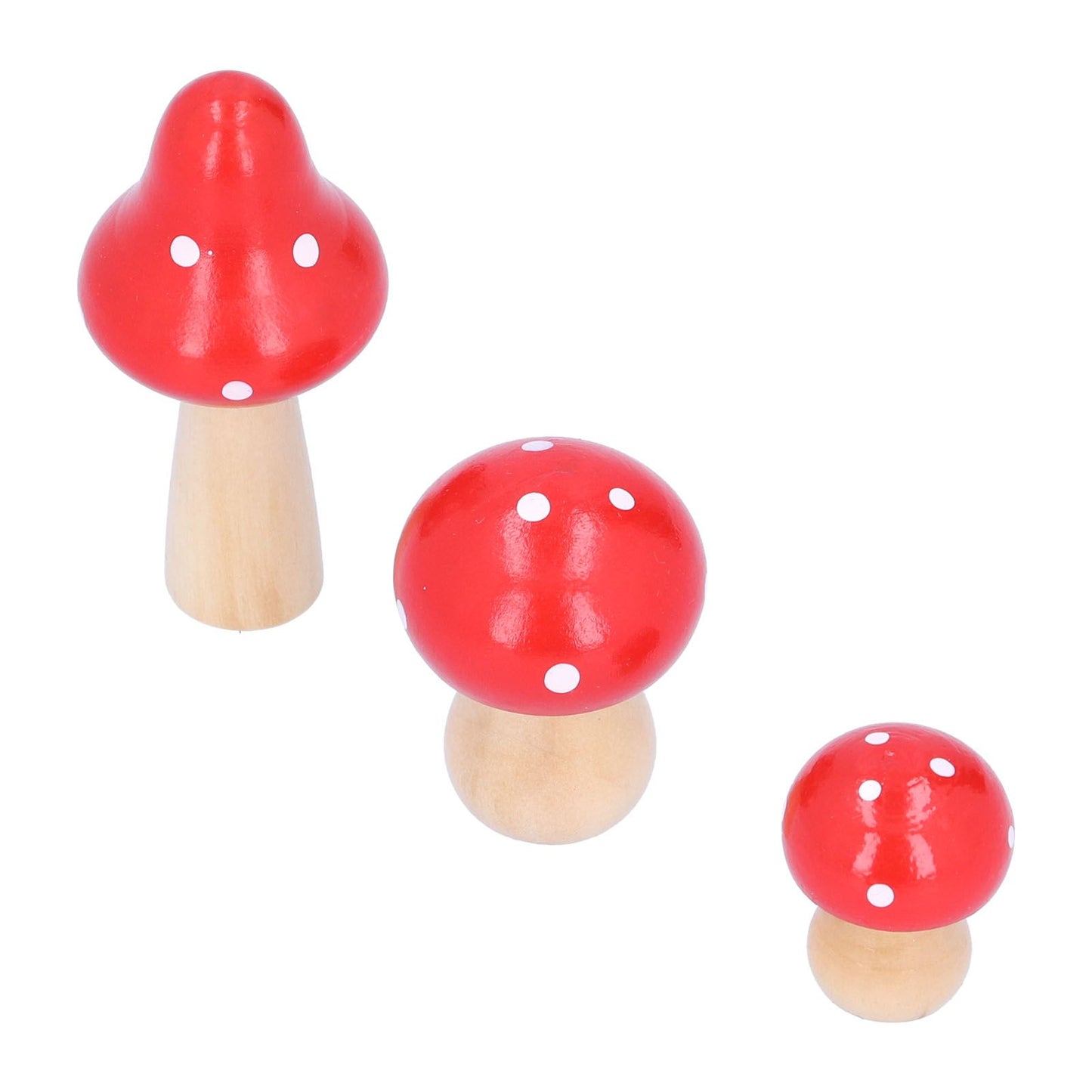 3Pcs/Set Mushroom Crafts Innovative Cute Wooden Ornaments Home Office Desktop DecorationRed