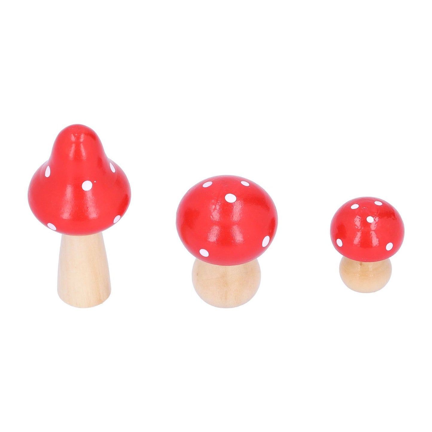 3Pcs/Set Mushroom Crafts Innovative Cute Wooden Ornaments Home Office Desktop DecorationRed