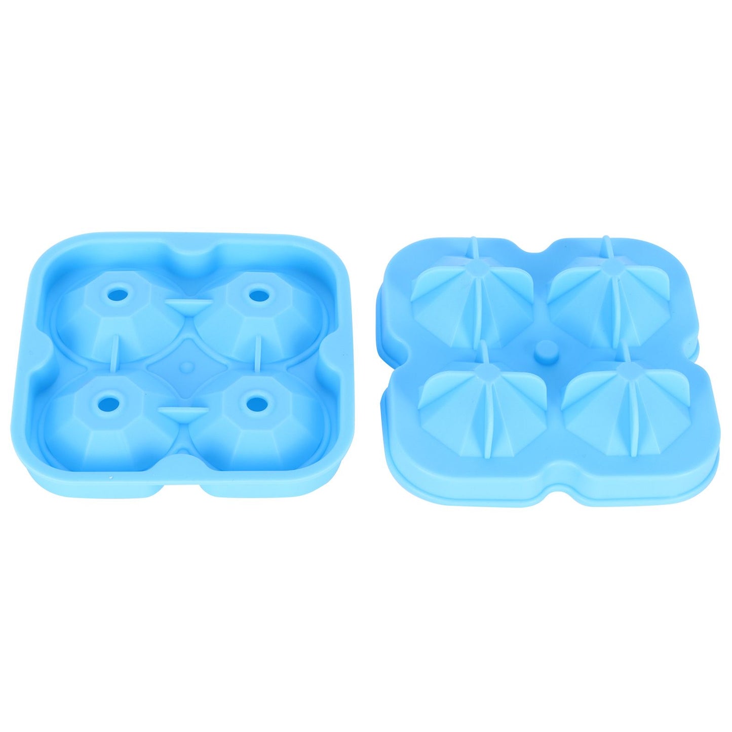 4Grid Ice Mold Reusable DiamondShape Ice Cubes Maker Tray Home Kitchen Supplies(Blue )