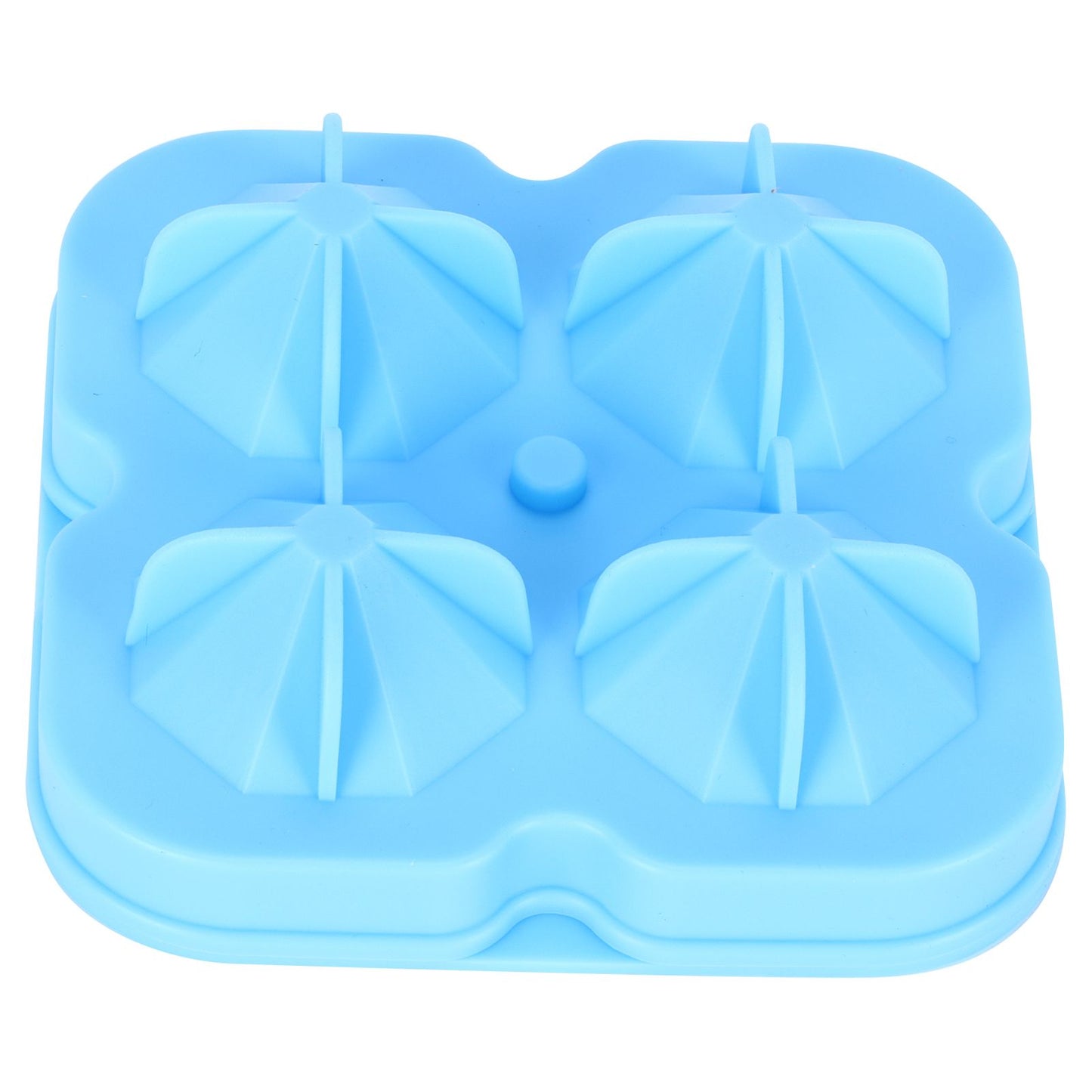4Grid Ice Mold Reusable DiamondShape Ice Cubes Maker Tray Home Kitchen Supplies(Blue )