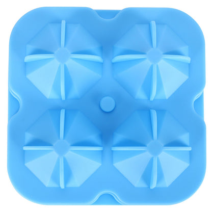 4Grid Ice Mold Reusable DiamondShape Ice Cubes Maker Tray Home Kitchen Supplies(Blue )