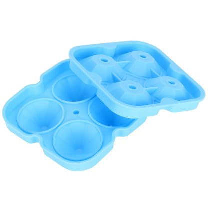 4Grid Ice Mold Reusable DiamondShape Ice Cubes Maker Tray Home Kitchen Supplies(Blue )